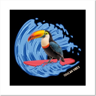 Toucan Vibes Beach Waves Summer Vacation Surfing Toucan Bird Posters and Art